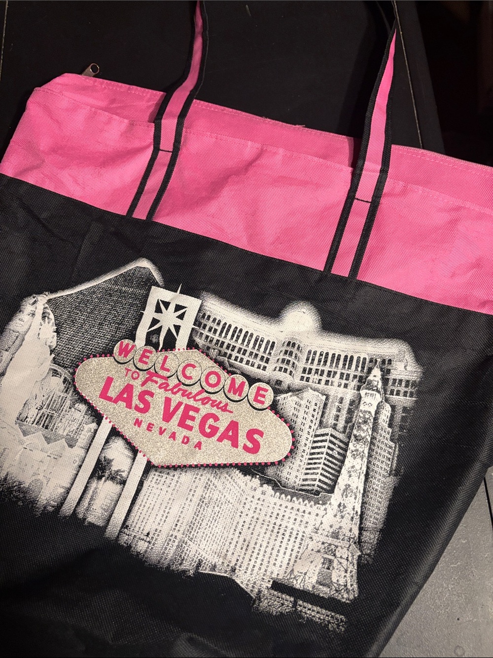 Las Vegas Graphic Pink & Black Tote Bag